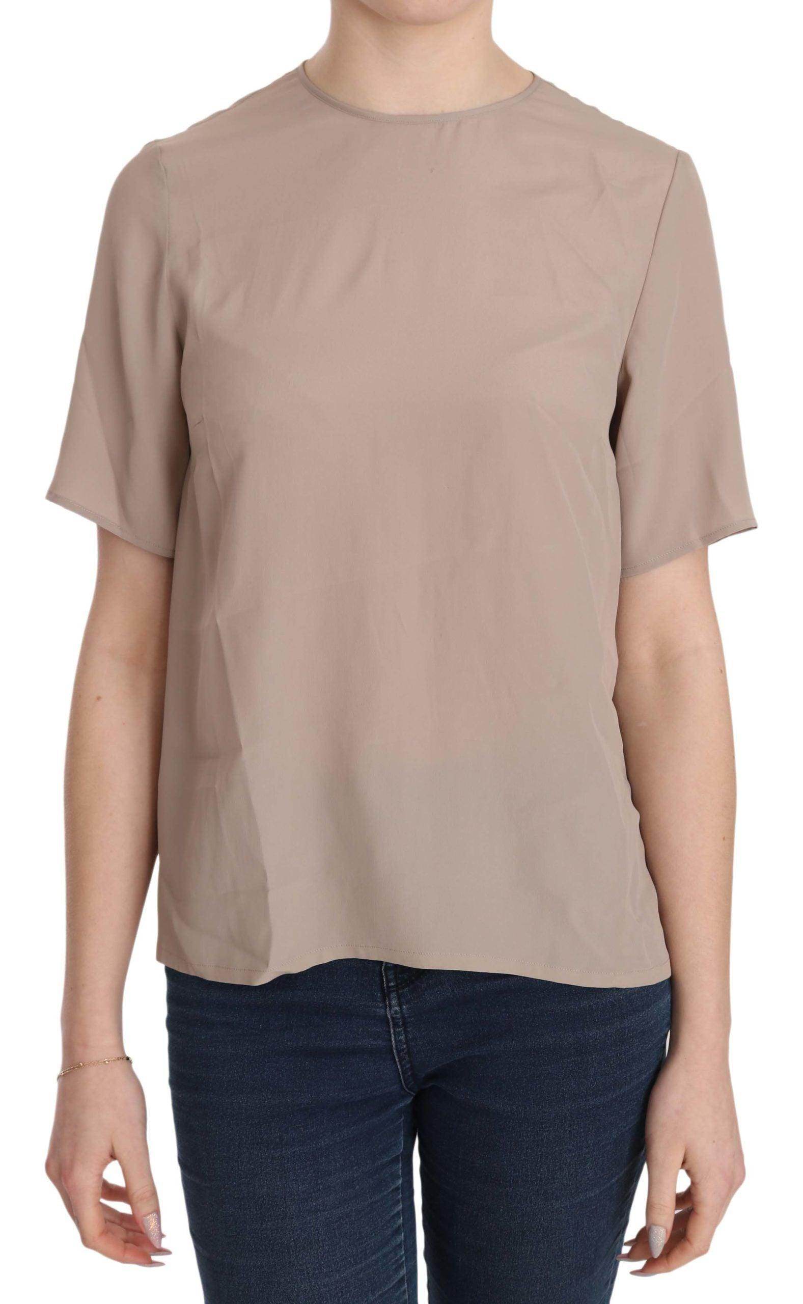 Dolce & Gabbana Beige Crew Neck Short Sleeve Blouse - Hilstor
