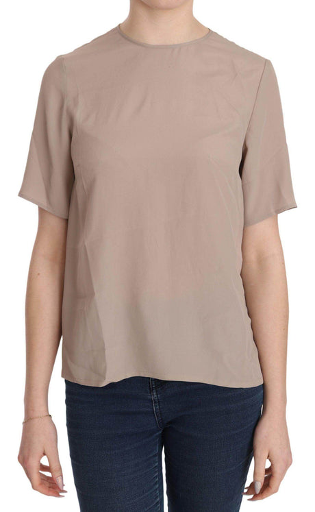 Dolce & Gabbana Beige Crew Neck Short Sleeve Blouse - Hilstor
