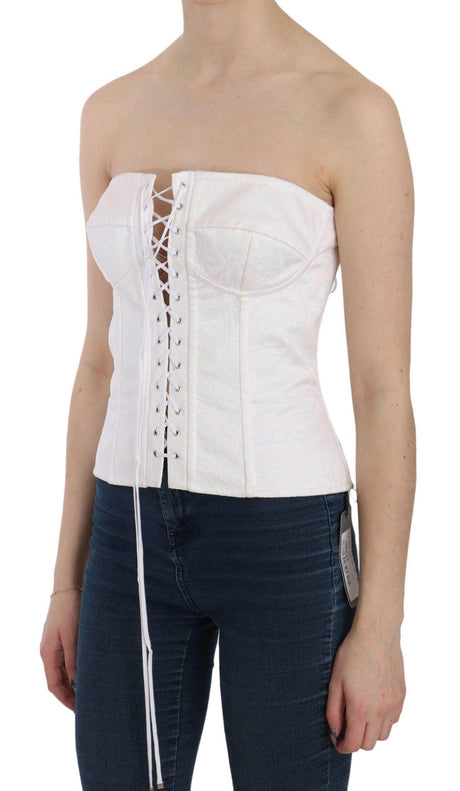 Dolce & Gabbana White PALERMO Cotton Bustier Top Corset - Hilstor