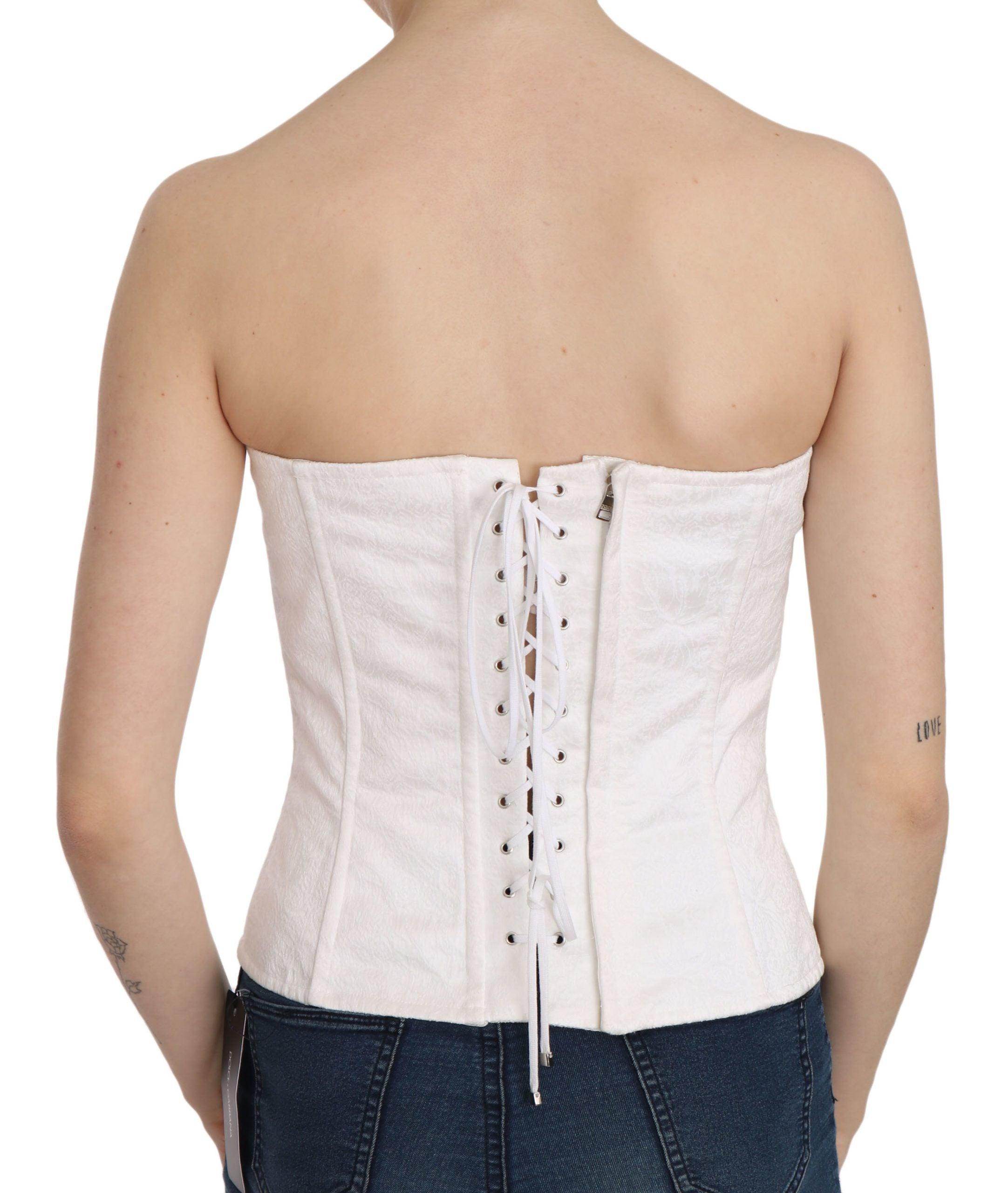 Dolce & Gabbana White PALERMO Cotton Bustier Top Corset - Hilstor