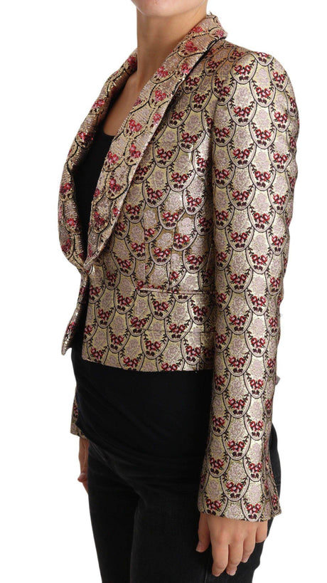 Dolce & Gabbana Gold Floral Sequined Blazer Coat Jacket - Hilstor