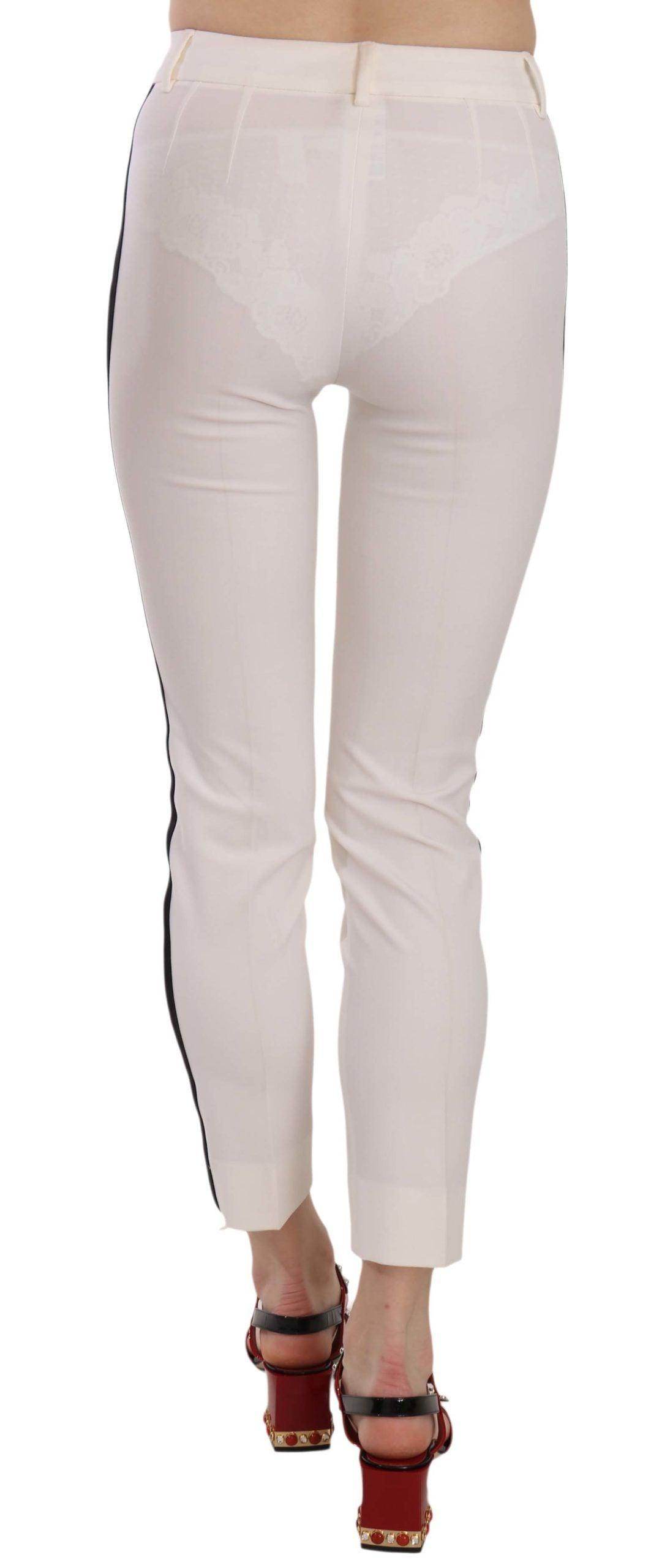 Dolce & Gabbana White Side Stripe Cropped Skinny Pants - Hilstor