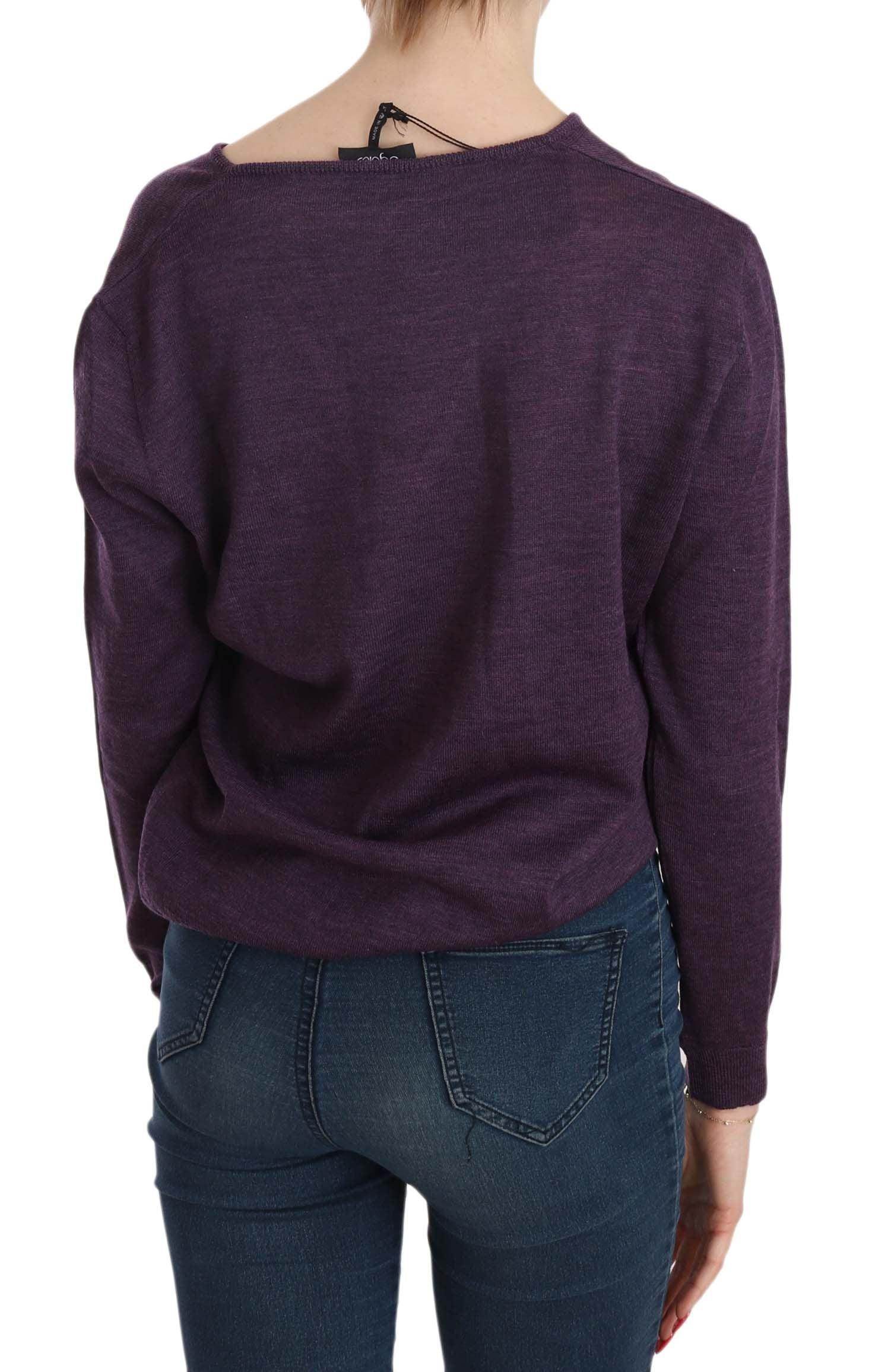 BYBLOS Purple V-neck Long Sleeve Pullover Top - Hilstor