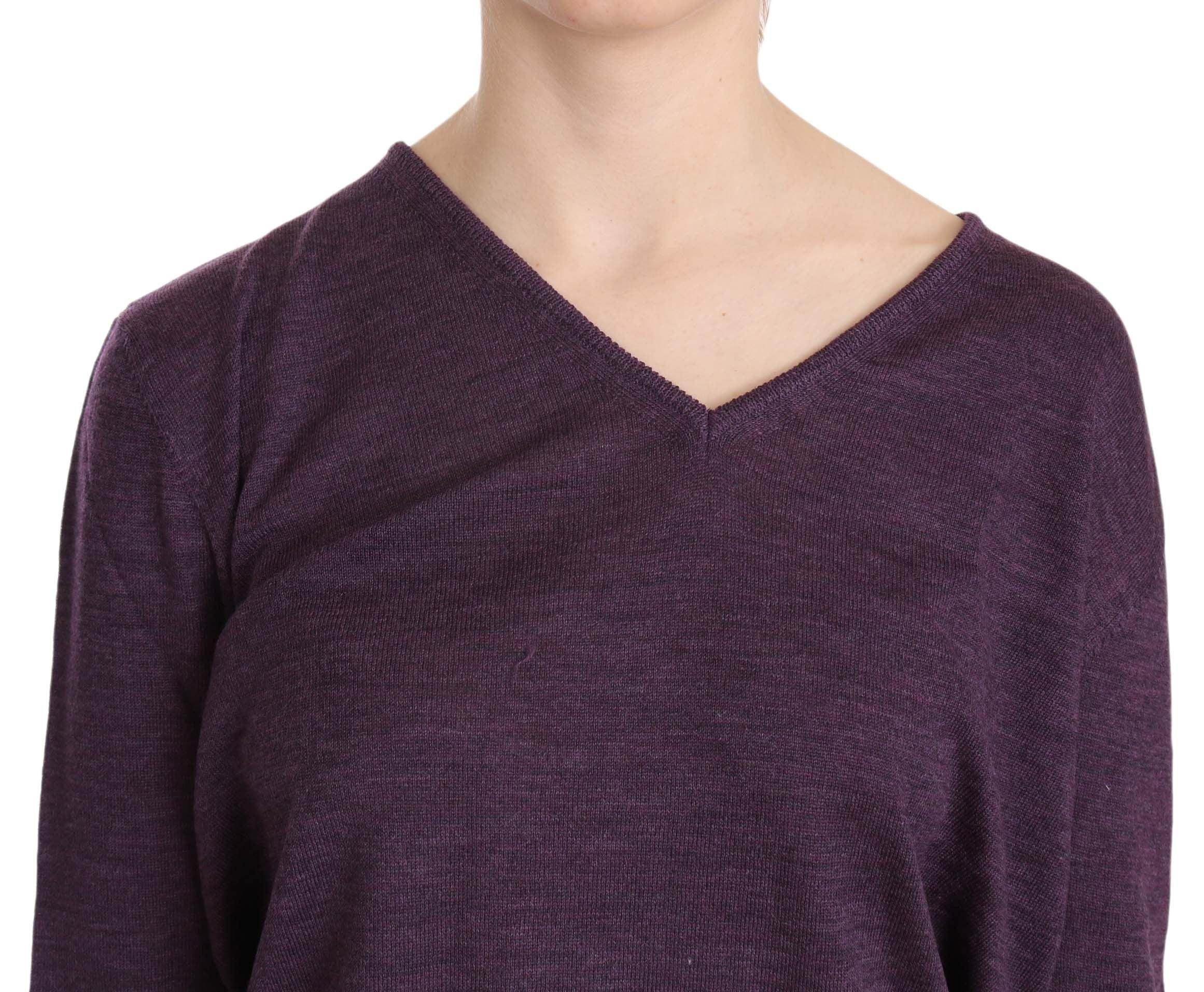 BYBLOS Purple V-neck Long Sleeve Pullover Top - Hilstor