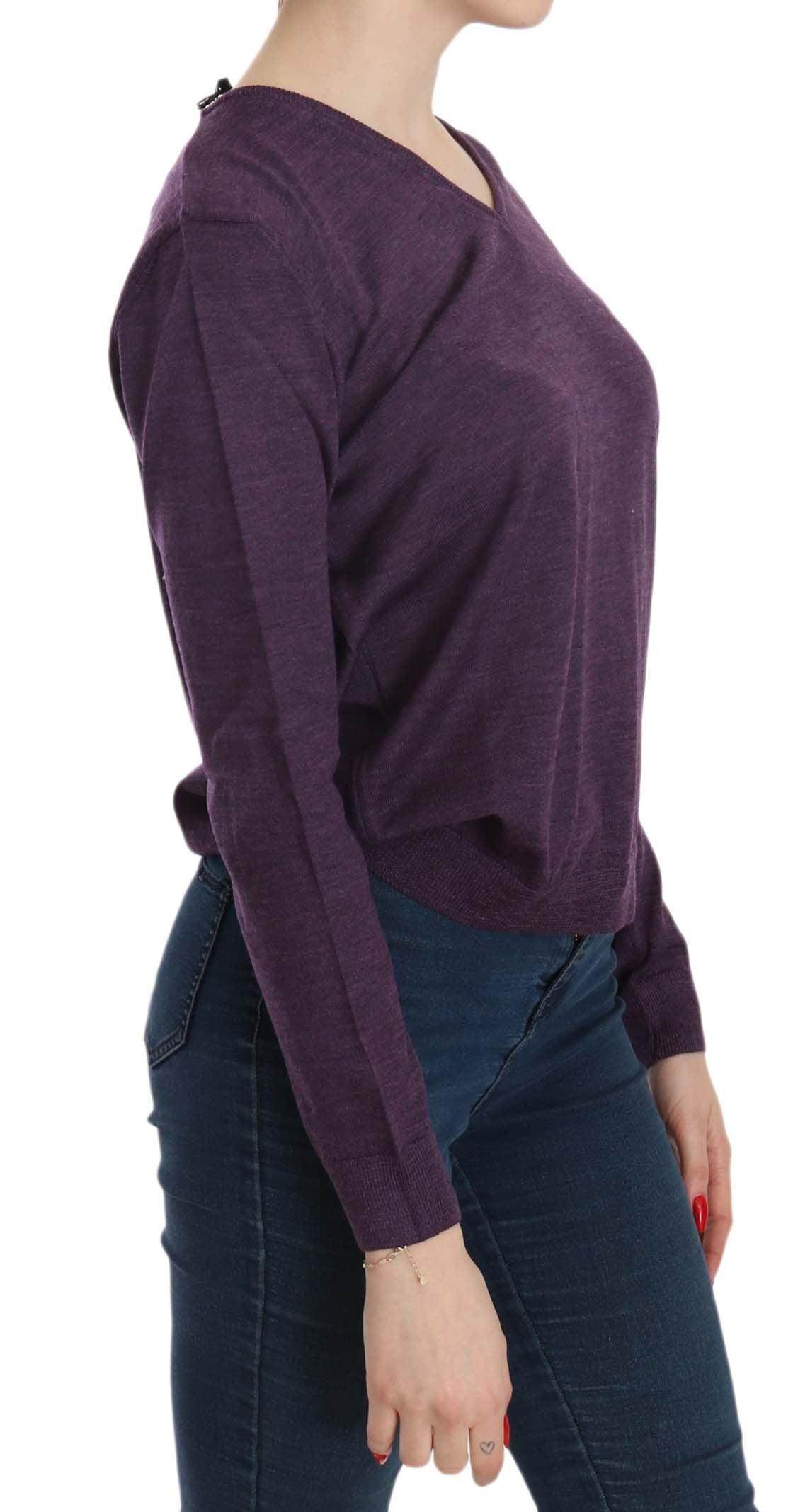 BYBLOS Purple V-neck Long Sleeve Pullover Top - Hilstor