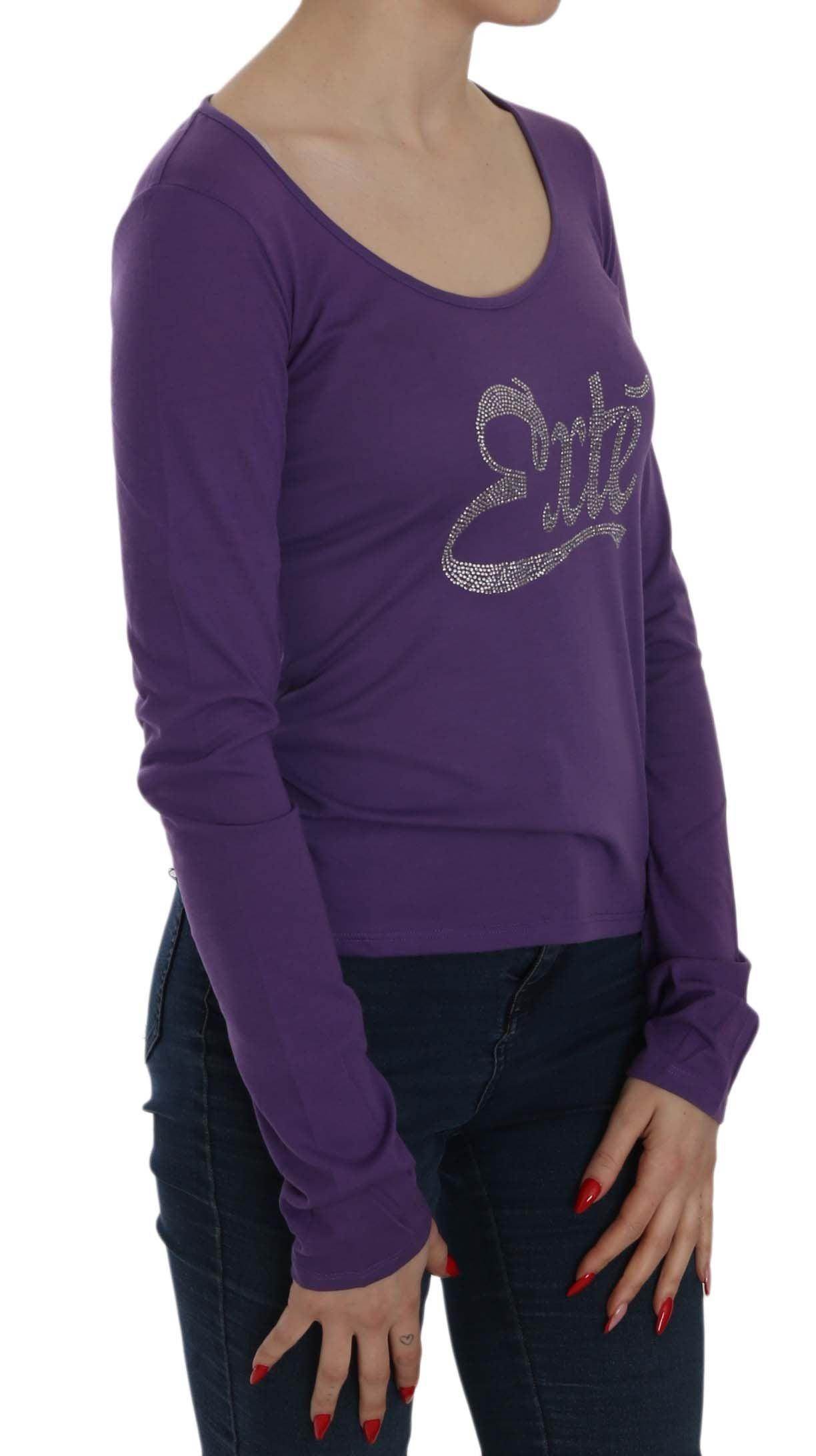 Exte Purple Crystal Embellished Long Sleeve Casual Top - Hilstor