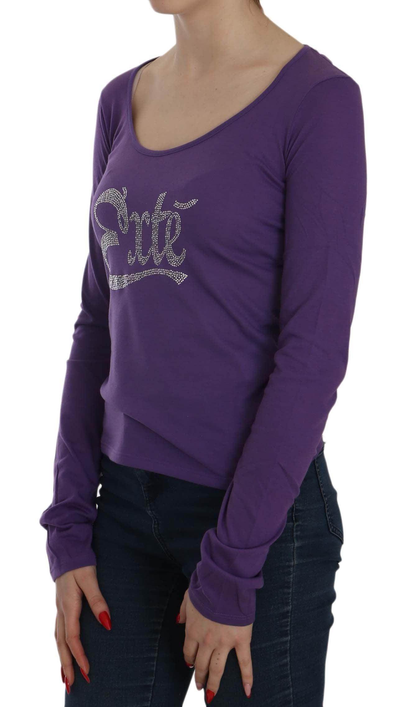 Exte Purple Crystal Embellished Long Sleeve Casual Top - Hilstor