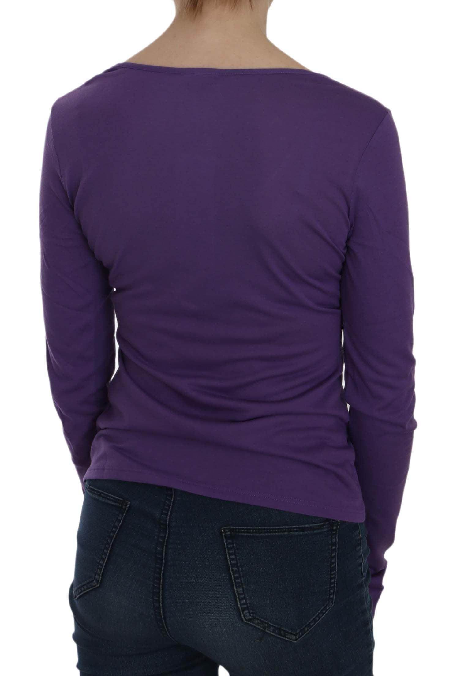 Exte Purple Crystal Embellished Long Sleeve Casual Top - Hilstor