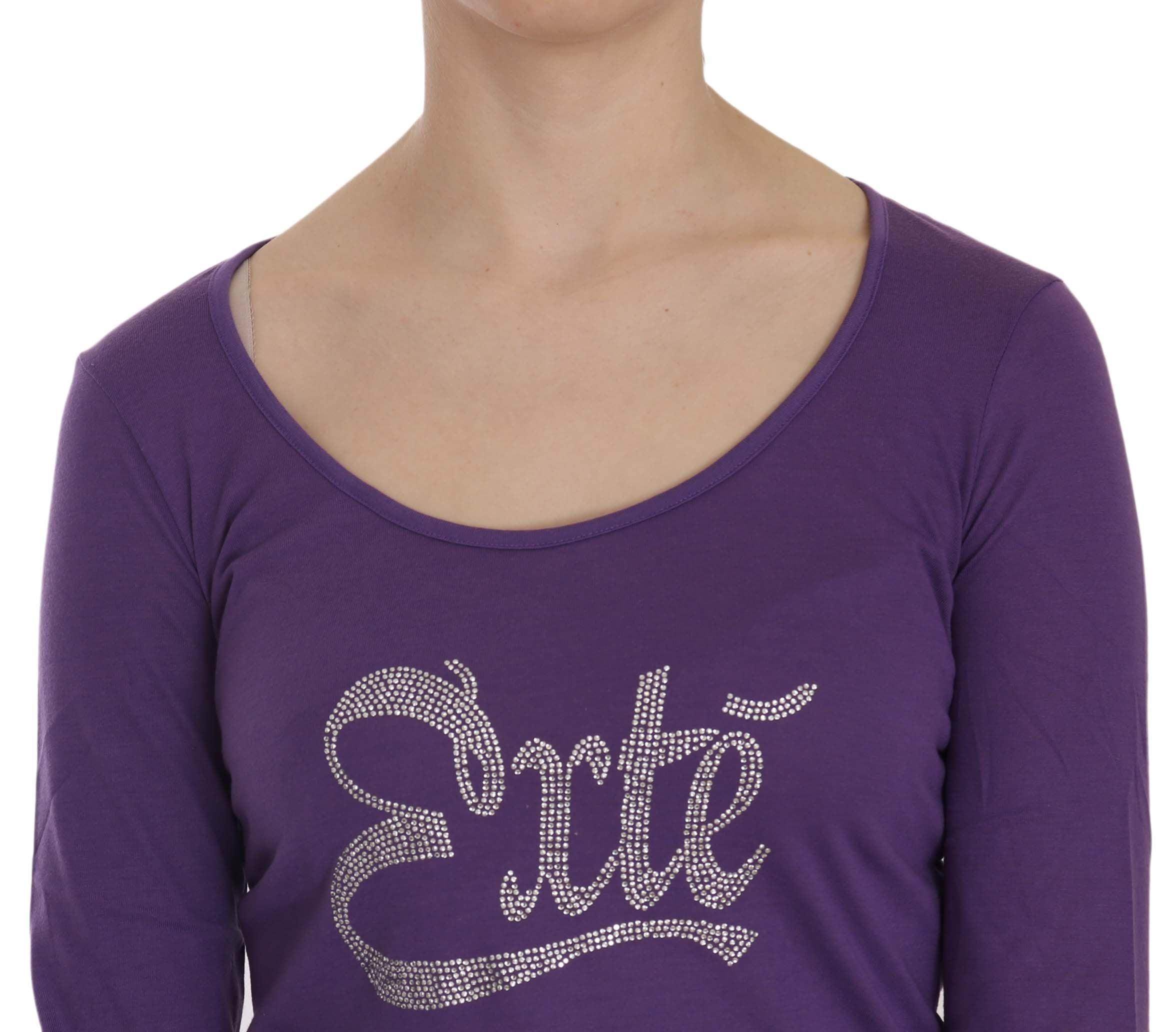 Exte Purple Crystal Embellished Long Sleeve Casual Top - Hilstor