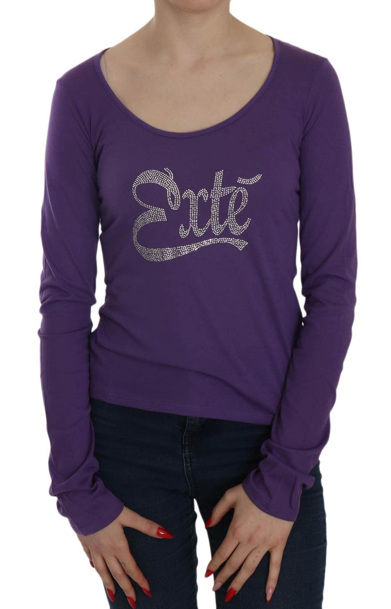 Exte Purple Crystal Embellished Long Sleeve Casual Top - Hilstor