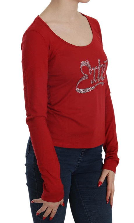 Exte Red Crystal Embellished Long Sleeve Blouse - Hilstor