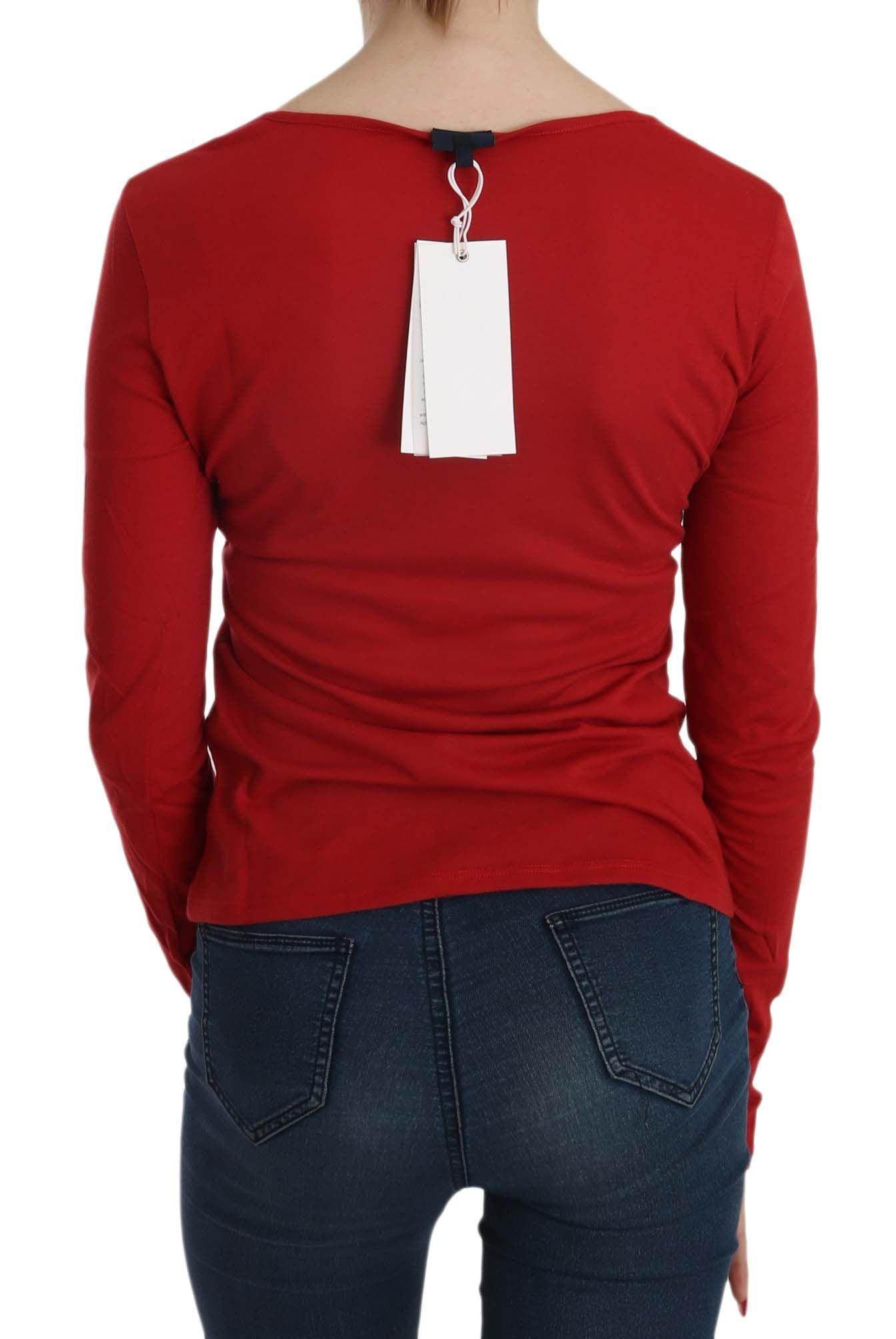 Exte Red Crystal Embellished Long Sleeve Blouse - Hilstor