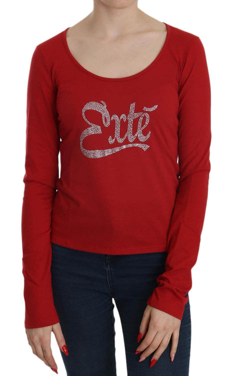 Exte Red Crystal Embellished Long Sleeve Blouse - Hilstor