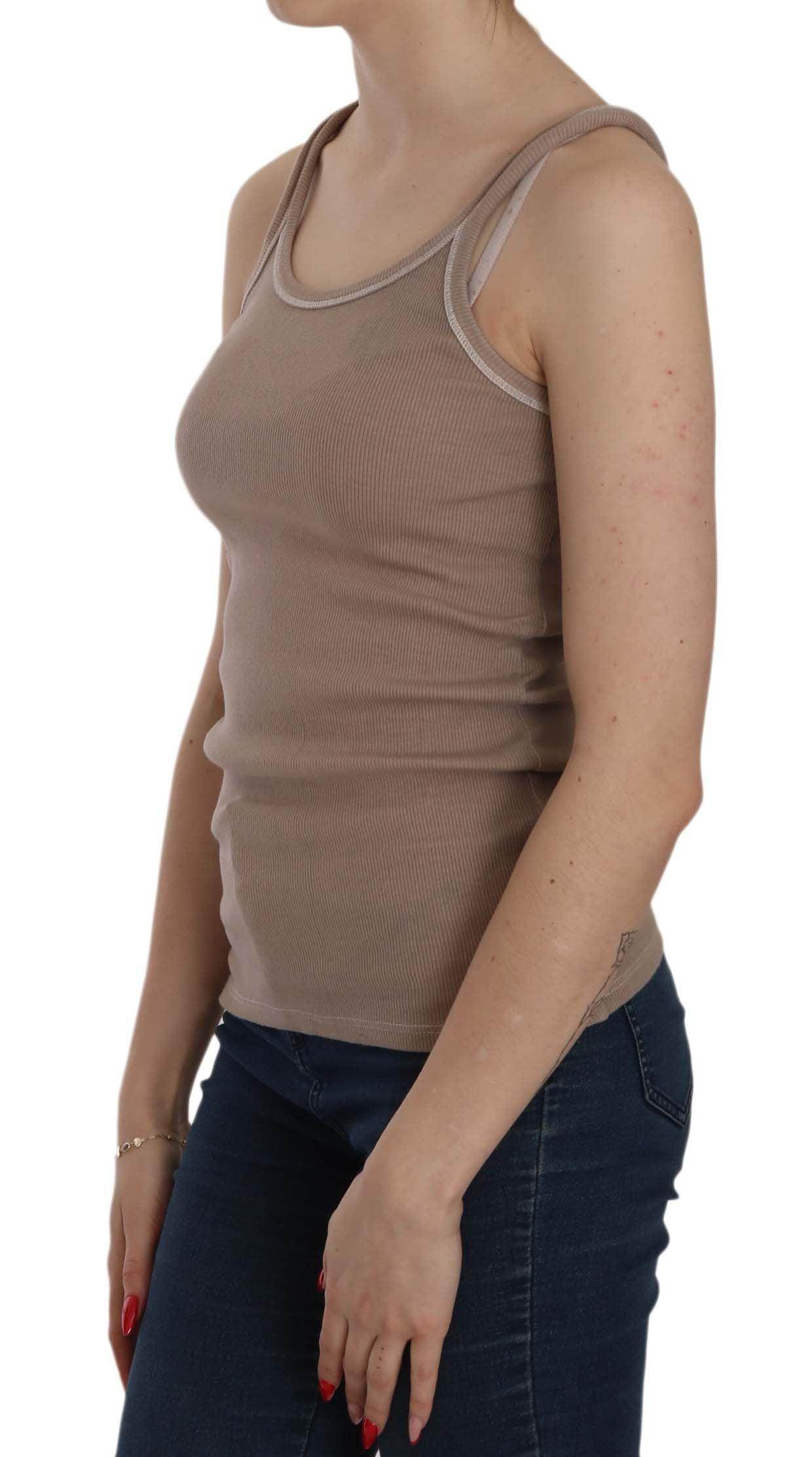 PINK MEMORIES Brown Sleeveless Spaghetti Strap Tank Blouse - Hilstor