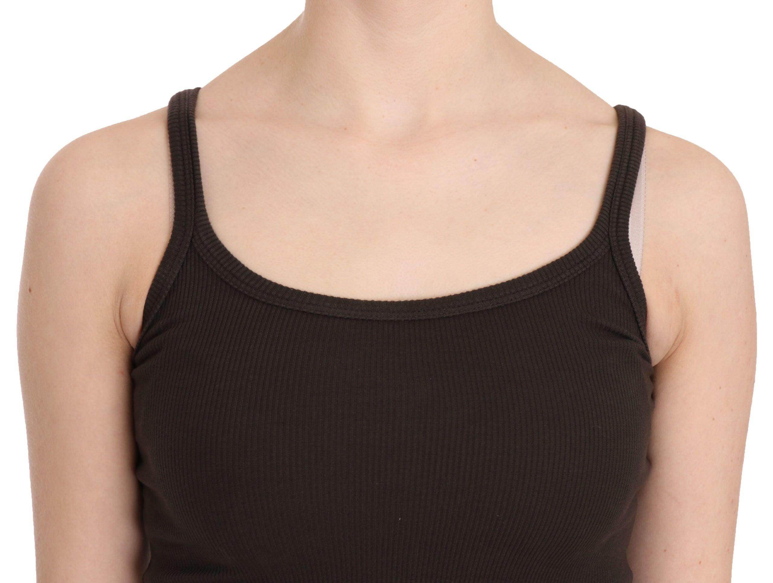 PINK MEMORIES Dark Brown Sleeveless Spaghetti Strap Blouse - Hilstor