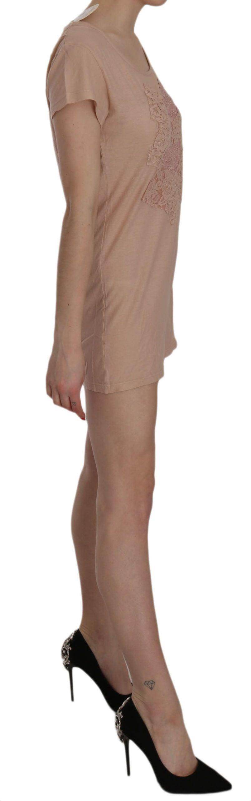 PINK MEMORIES Pink Lace Short Sleeve Shift Mini Dress - Hilstor