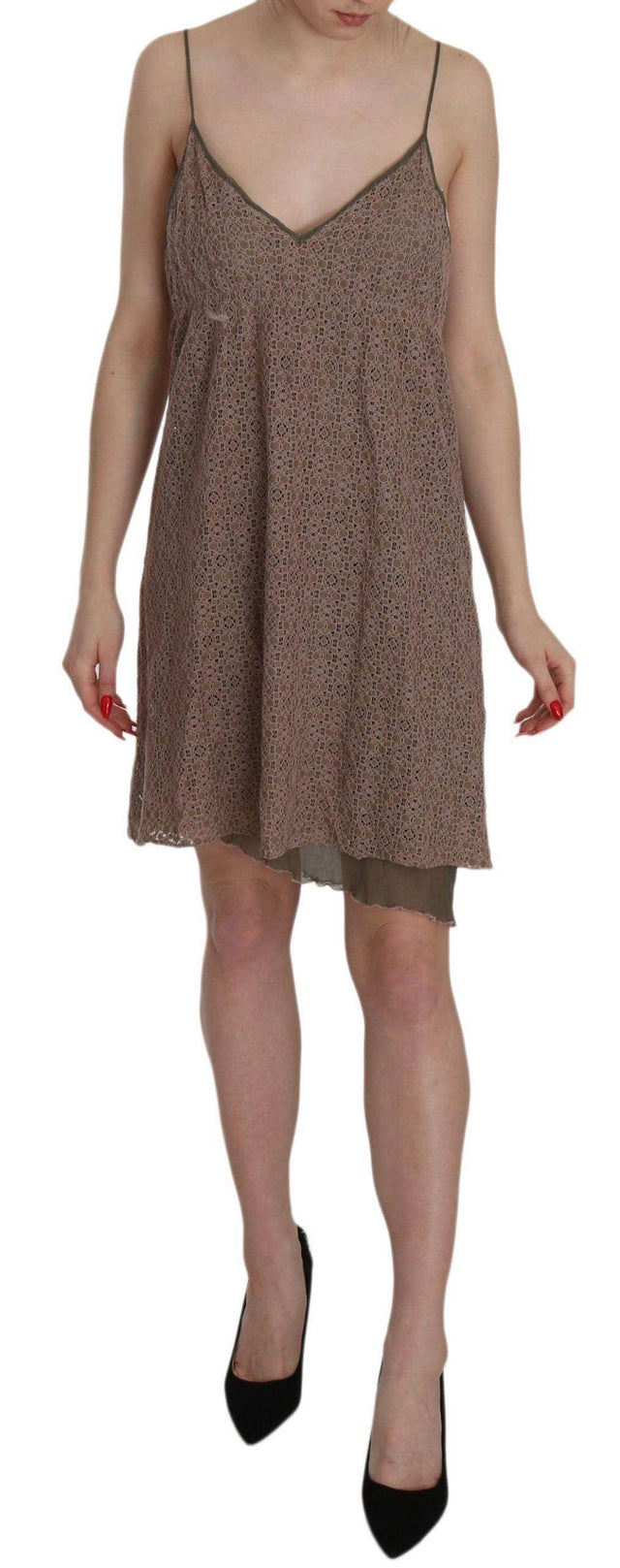 PINK MEMORIES Cotton Green Spaghetti Strap A-line Mini Dress - Hilstor