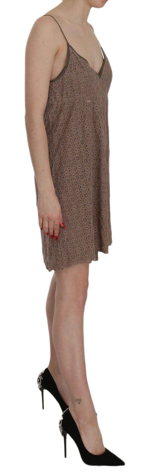 PINK MEMORIES Cotton Green Spaghetti Strap A-line Mini Dress - Hilstor