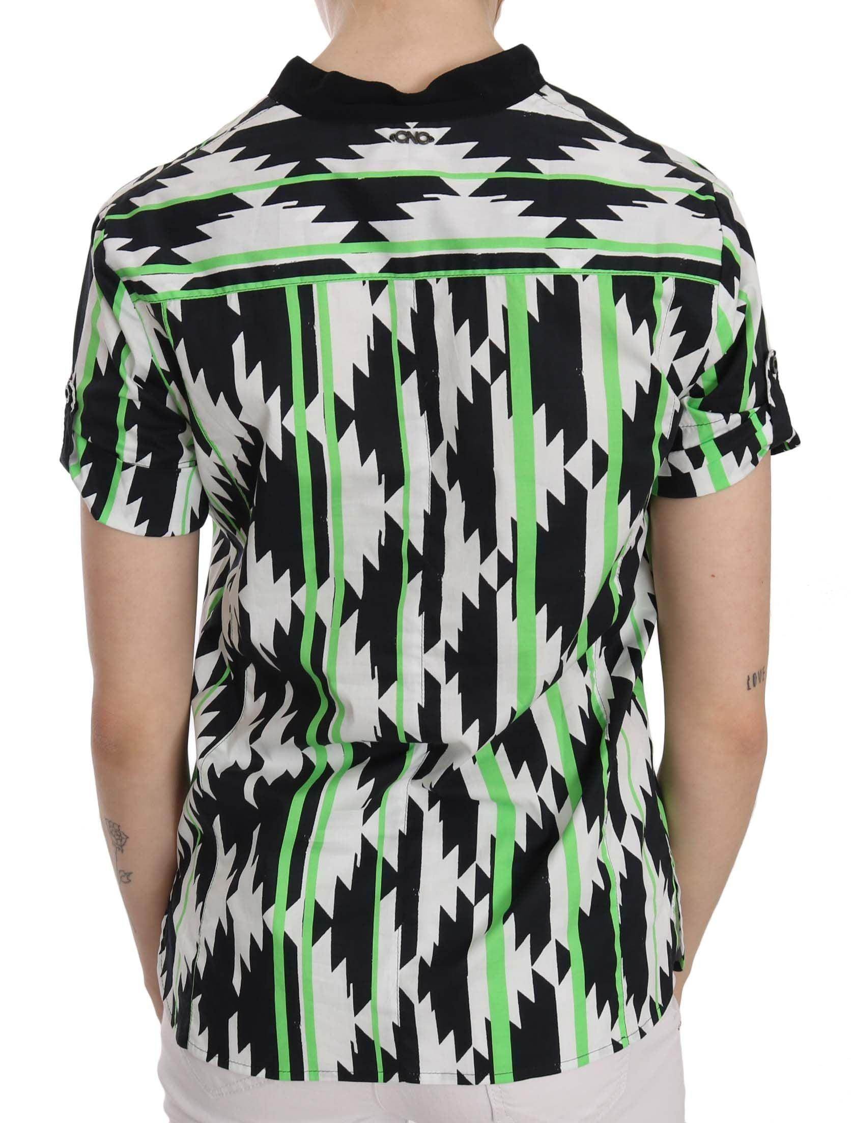 Costume National Multi Color Plunging Top Blouse - Hilstor