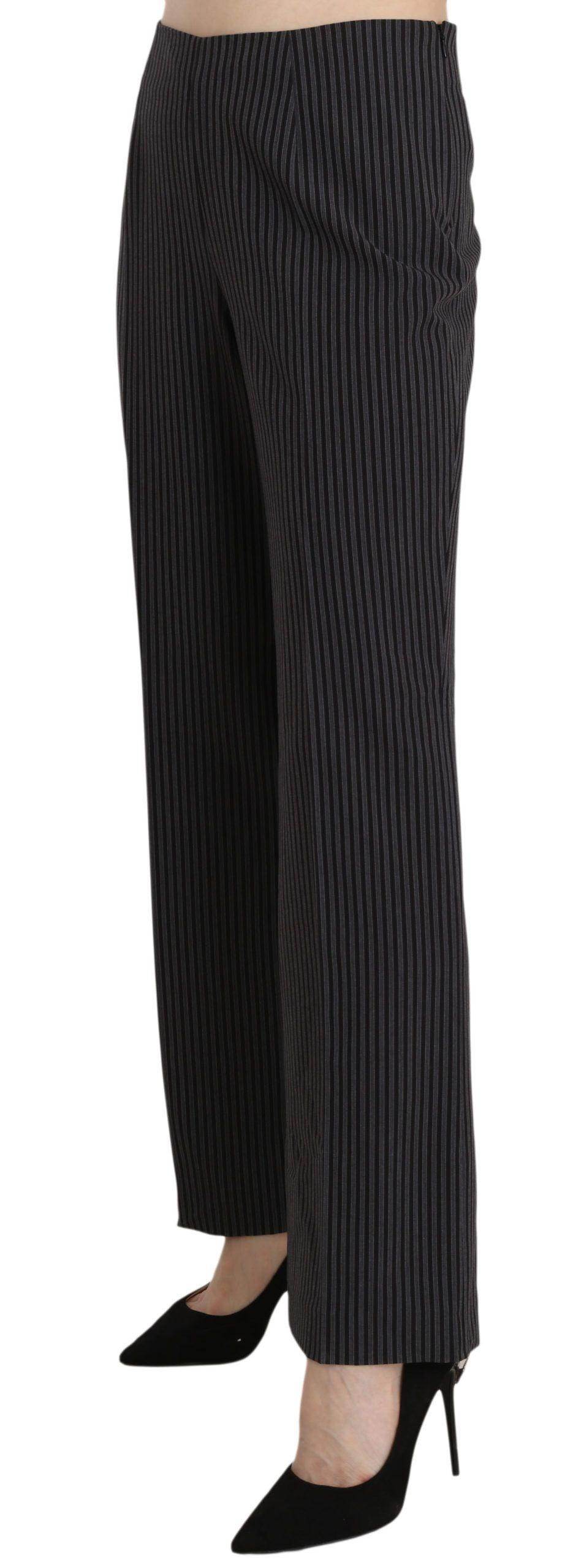 BENCIVENGA Black Striped Cotton Sretch Dress Trousers Pants - Hilstor