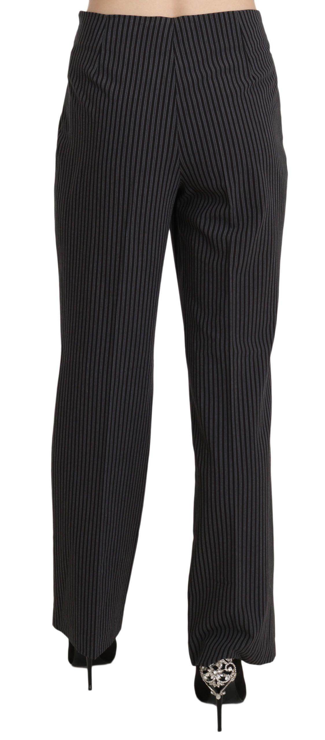 BENCIVENGA Black Striped Cotton Sretch Dress Trousers Pants - Hilstor