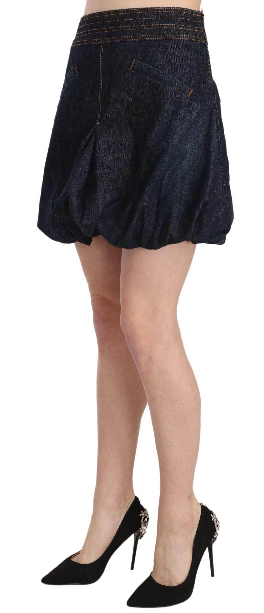 Exte Chic Dark Blue A-Line Mini Skirt - Hilstor