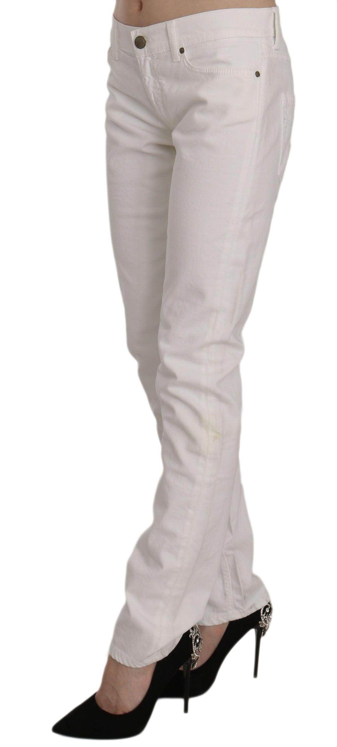 Dondup Chic White Skinny Cotton Blend Pants - Hilstor