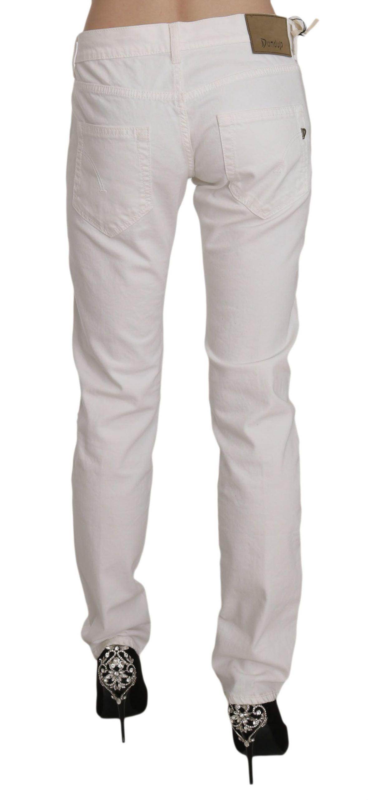 Dondup Chic White Skinny Cotton Blend Pants - Hilstor