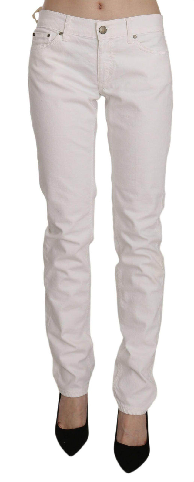 Dondup Chic White Skinny Cotton Blend Pants - Hilstor