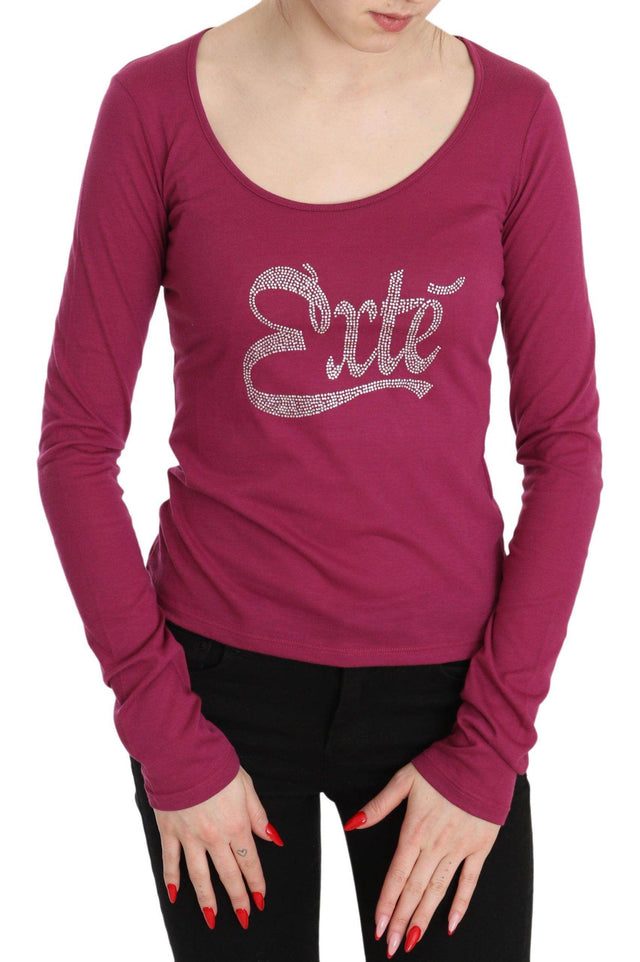 Pink Exte Crystal Embellished Long Sleeve Top - Hilstor