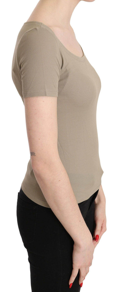 GF Ferre Gray 100% Nylon Short Sleeve Casual Tank Top Blouse - Hilstor