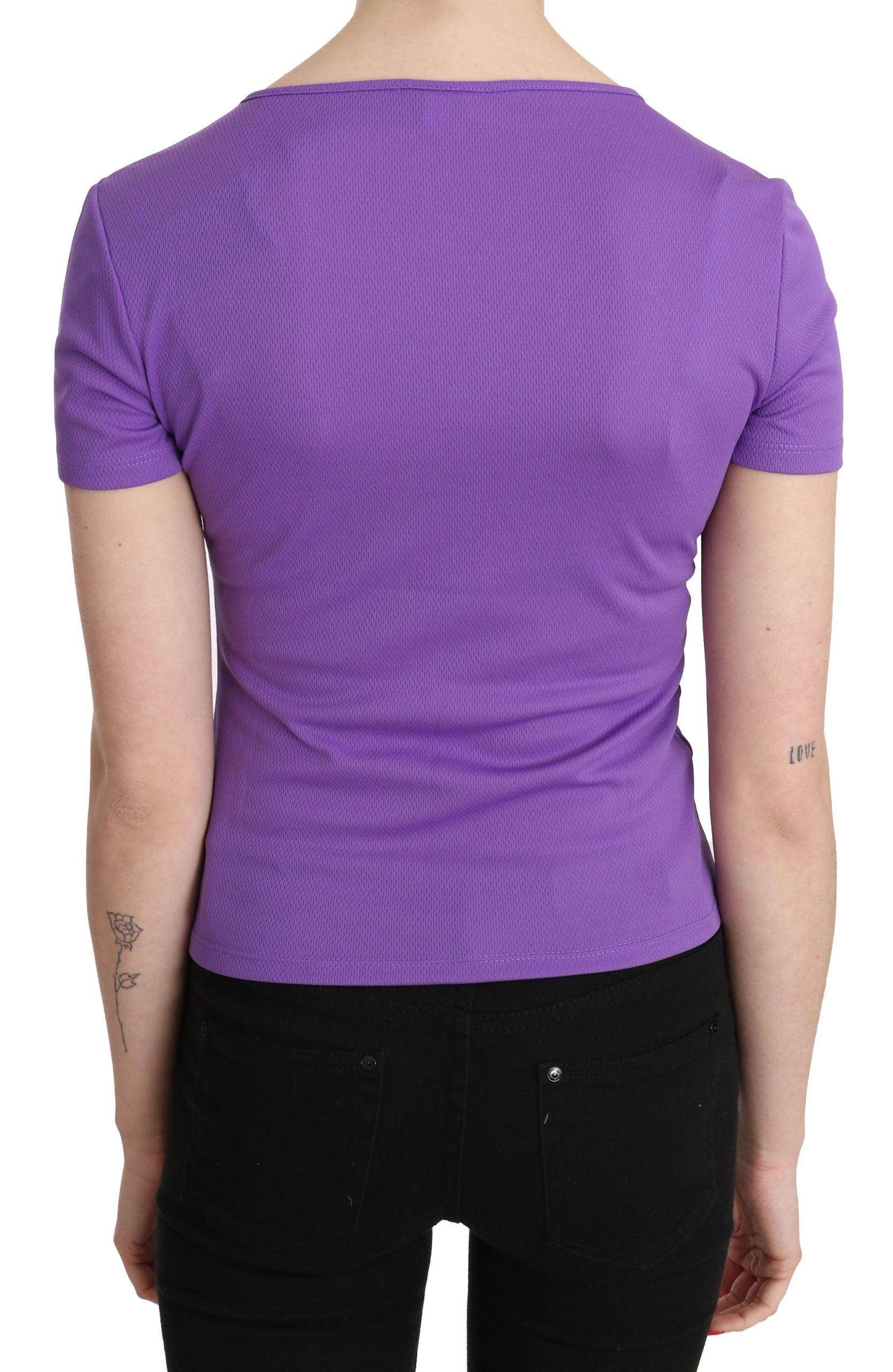 GF Ferre Purple 100% Polyester Short Sleeve Top Blouse - Hilstor