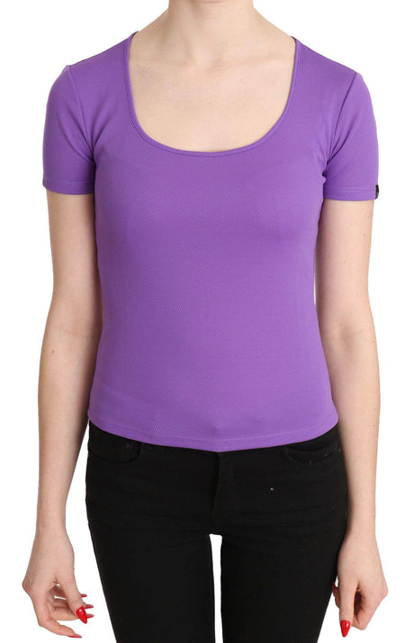 GF Ferre Purple 100% Polyester Short Sleeve Top Blouse - Hilstor