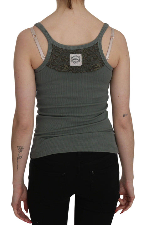PINK MEMORIES Green Spaghetti Strap Slim Fit Casual Tank Top Blouse - Hilstor