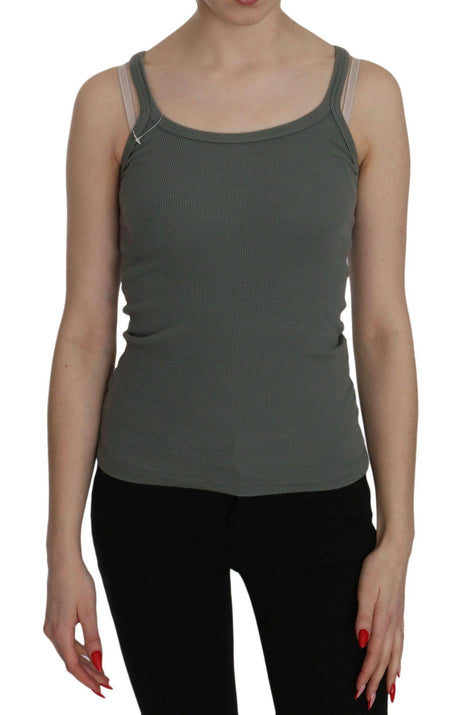 PINK MEMORIES Green Spaghetti Strap Slim Fit Casual Tank Top Blouse - Hilstor