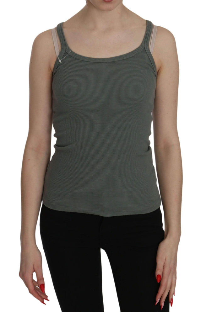 PINK MEMORIES Green Spaghetti Strap Slim Fit Casual Tank Top Blouse - Hilstor