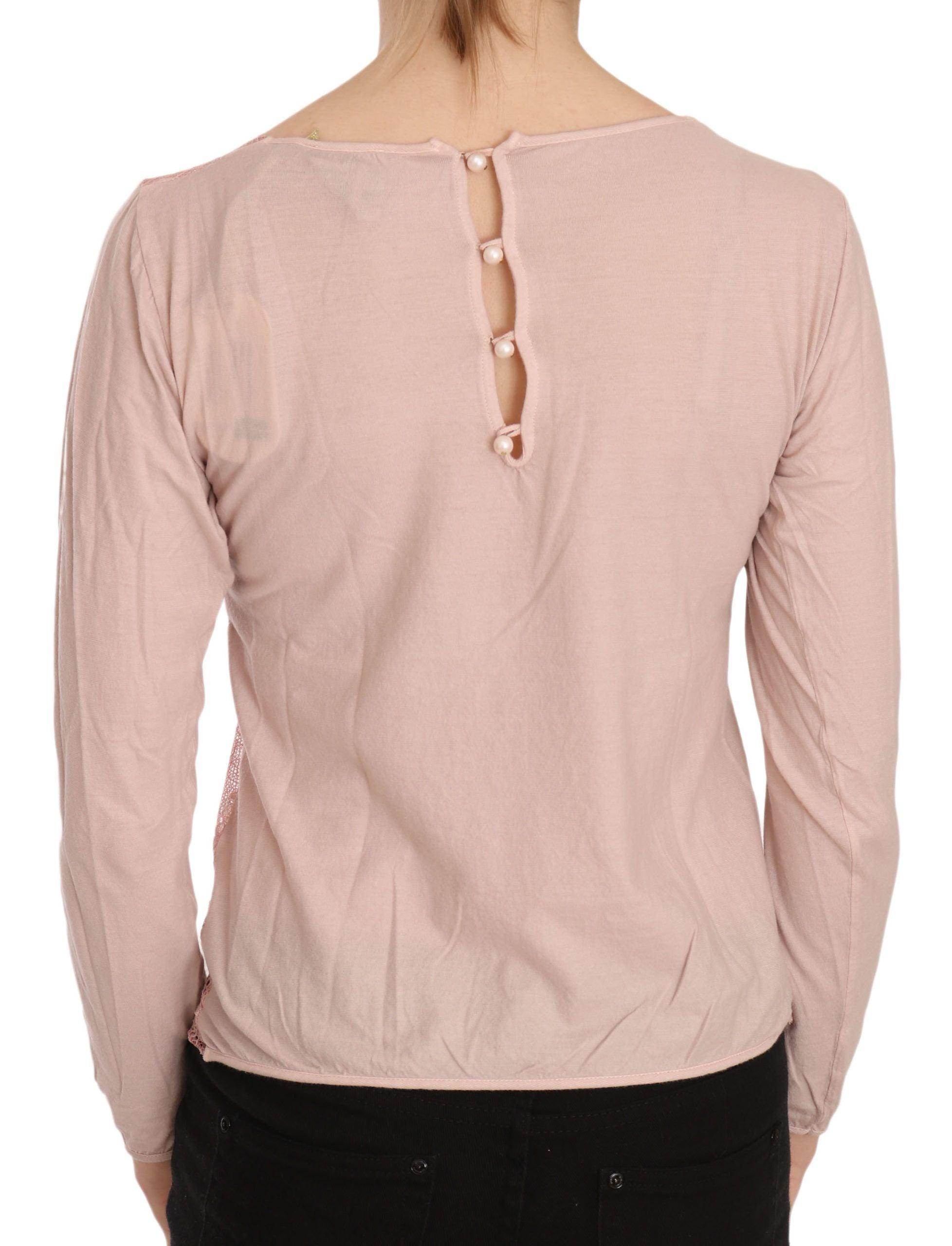 PINK MEMORIES Pink Lace See Through Long Sleeve Top Blouse - Hilstor