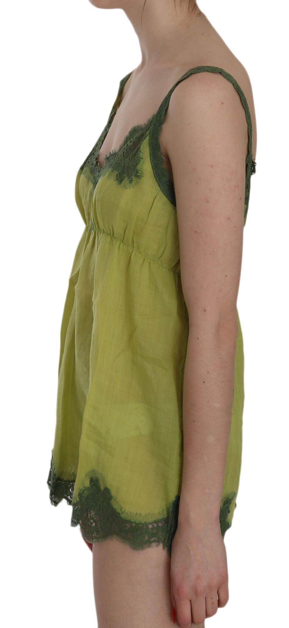 PINK MEMORIES Green Lace Spaghetti Strap Tank Top Blouse - Hilstor