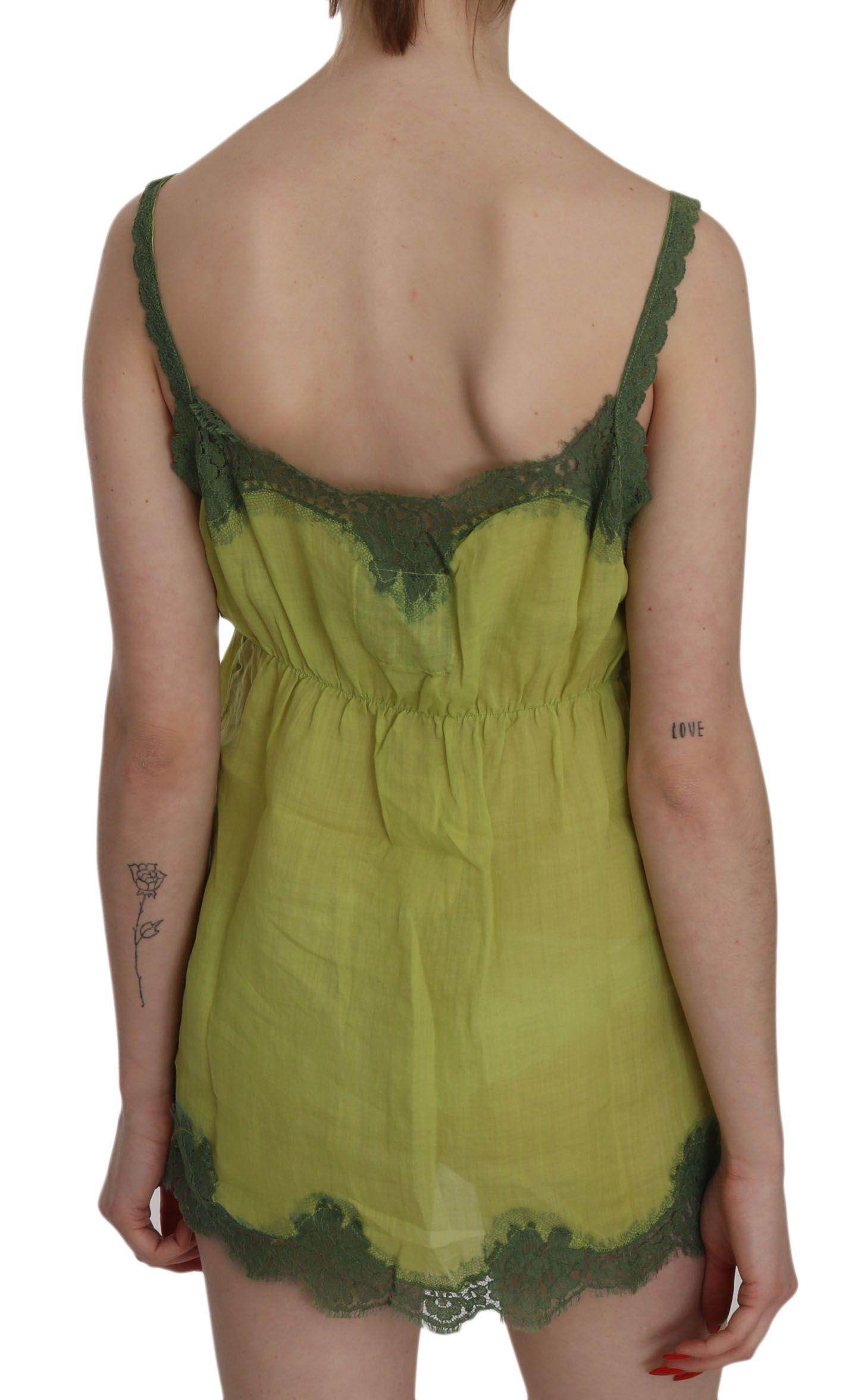 PINK MEMORIES Green Lace Spaghetti Strap Tank Top Blouse - Hilstor