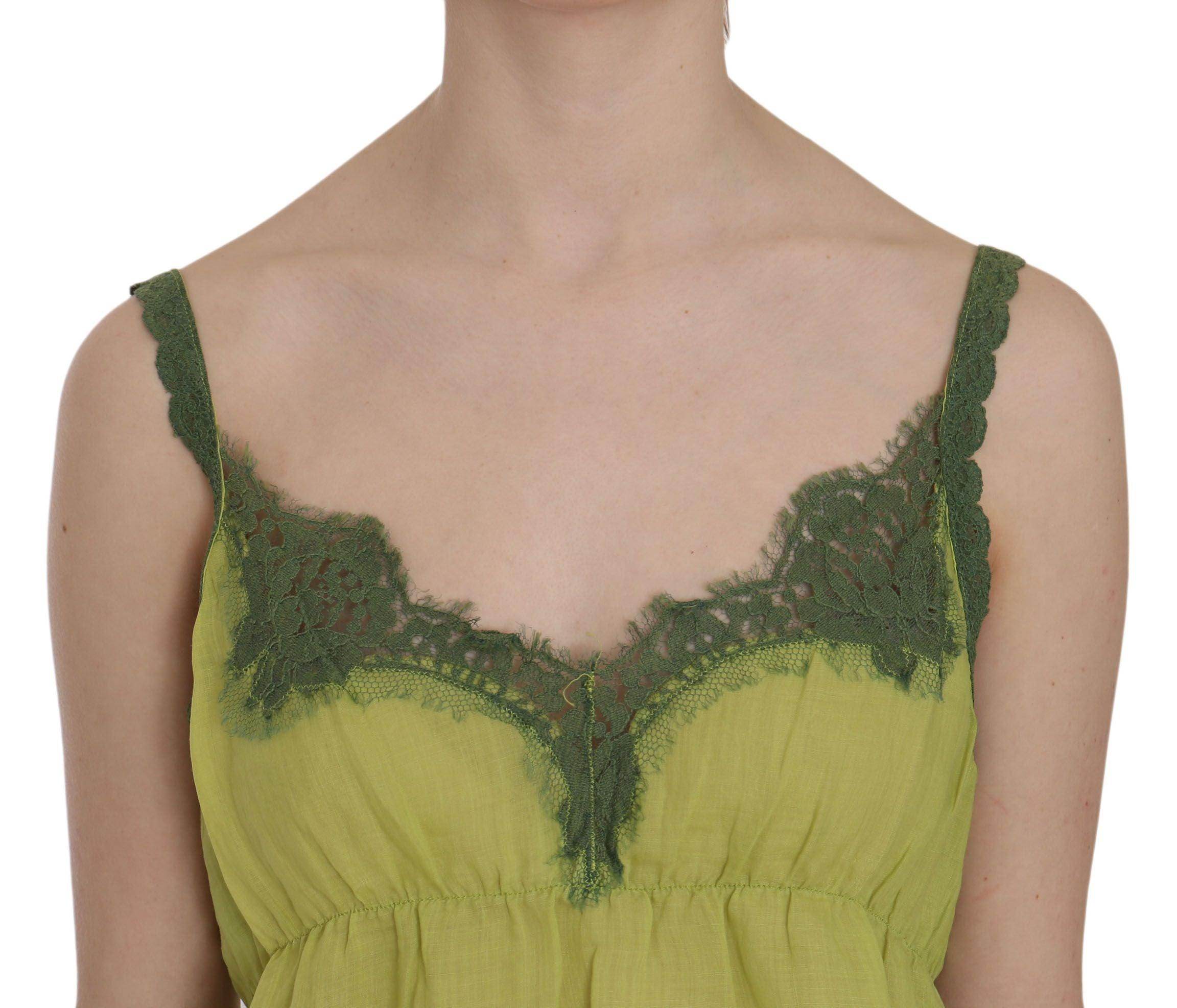 PINK MEMORIES Green Lace Spaghetti Strap Tank Top Blouse - Hilstor