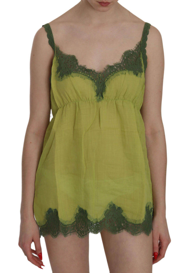 PINK MEMORIES Green Lace Spaghetti Strap Tank Top Blouse - Hilstor