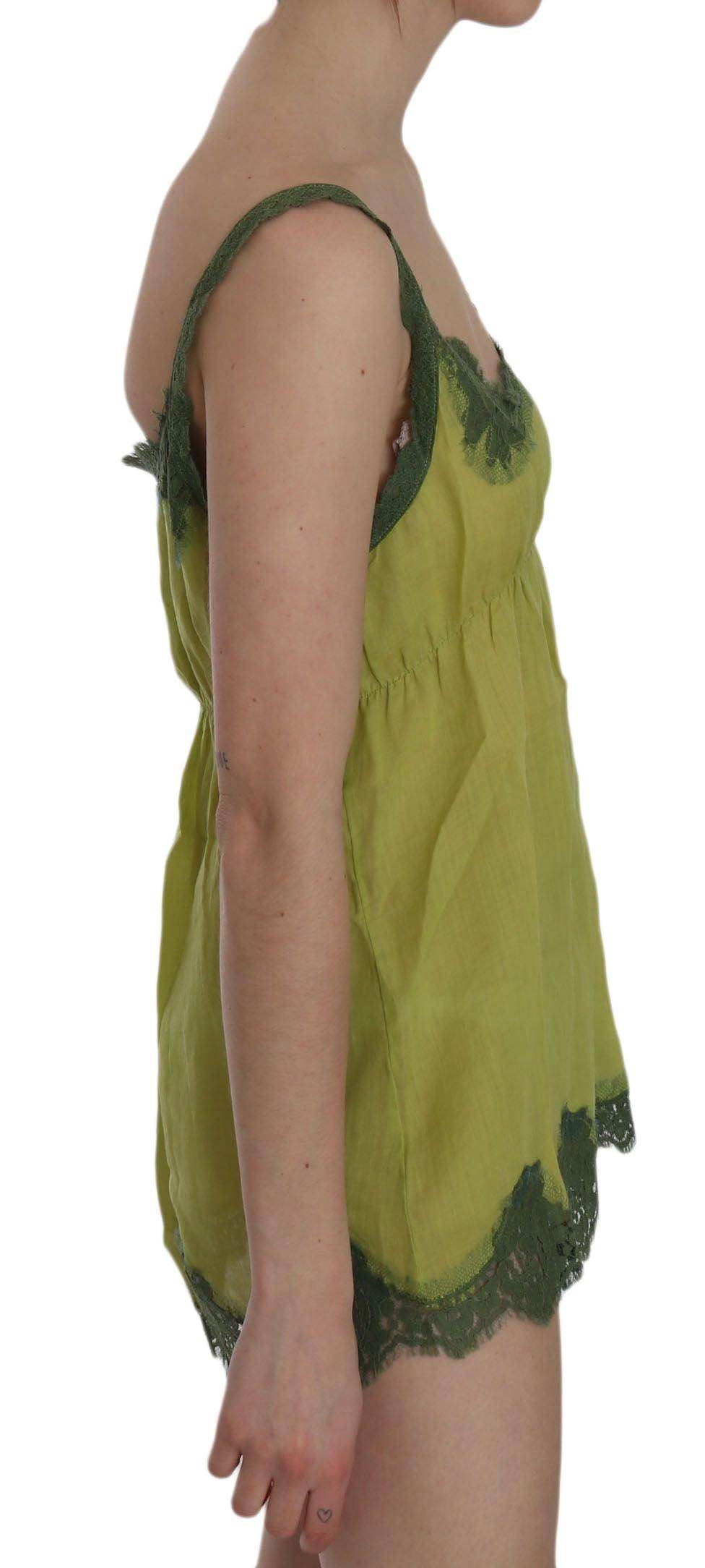 PINK MEMORIES Green Lace Spaghetti Strap Tank Top Blouse - Hilstor