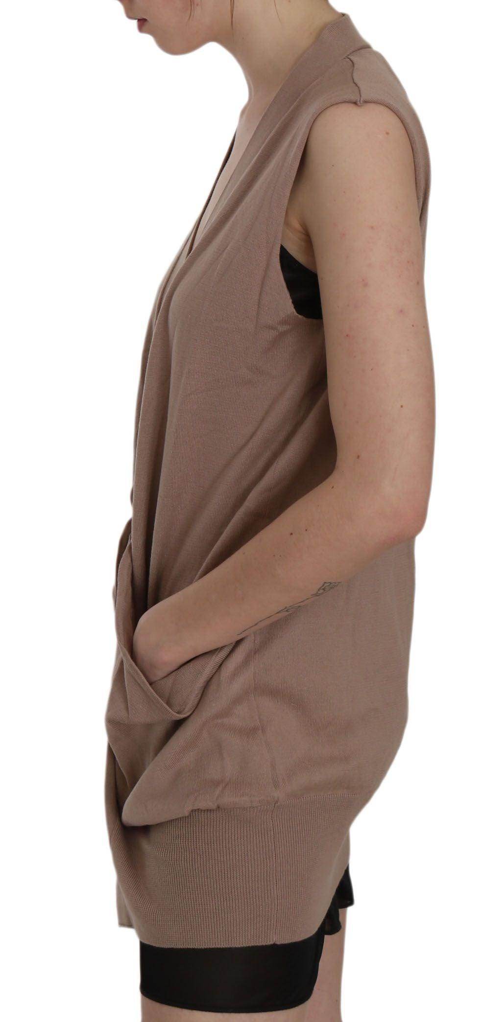 PINK MEMORIES Chic Sleeveless Cotton Cardigan Vest - Elegant Brown - Hilstor