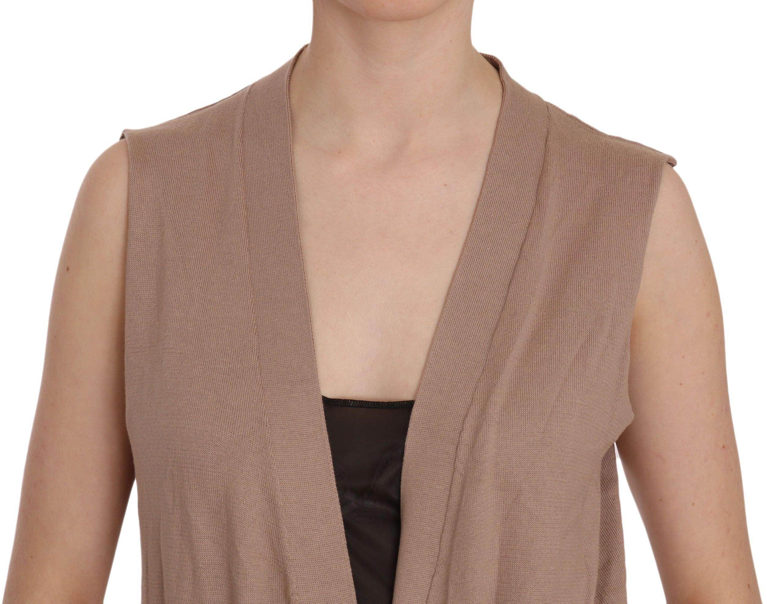 PINK MEMORIES Chic Sleeveless Cotton Cardigan Vest - Elegant Brown - Hilstor