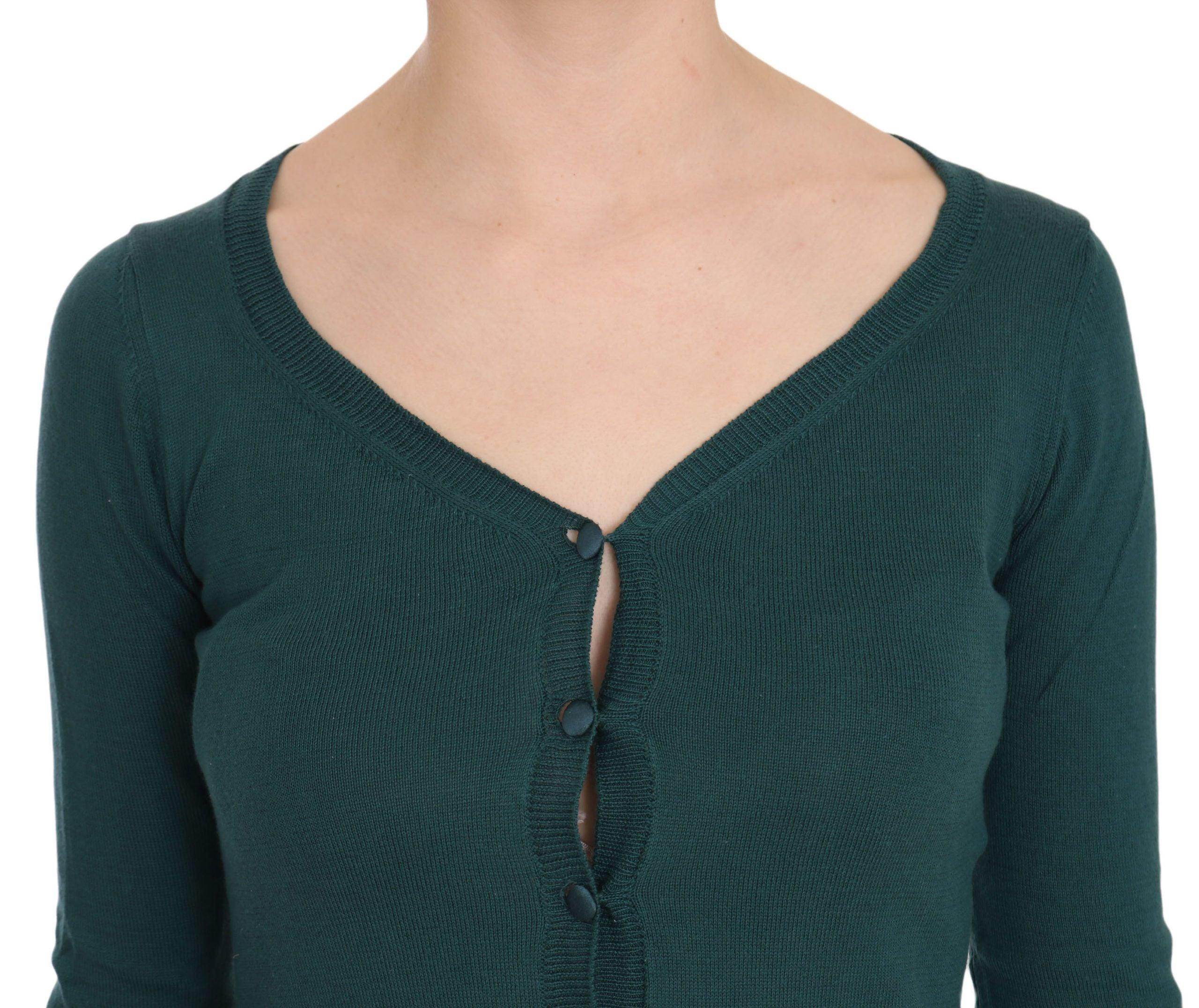 PINK MEMORIES Blue Green Cotton 3/4 Sleeve Cardigan Top Blouse - Hilstor