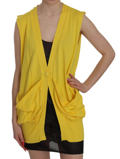 PINK MEMORIES Elegant Yellow Sleeveless Cotton Vest - Hilstor