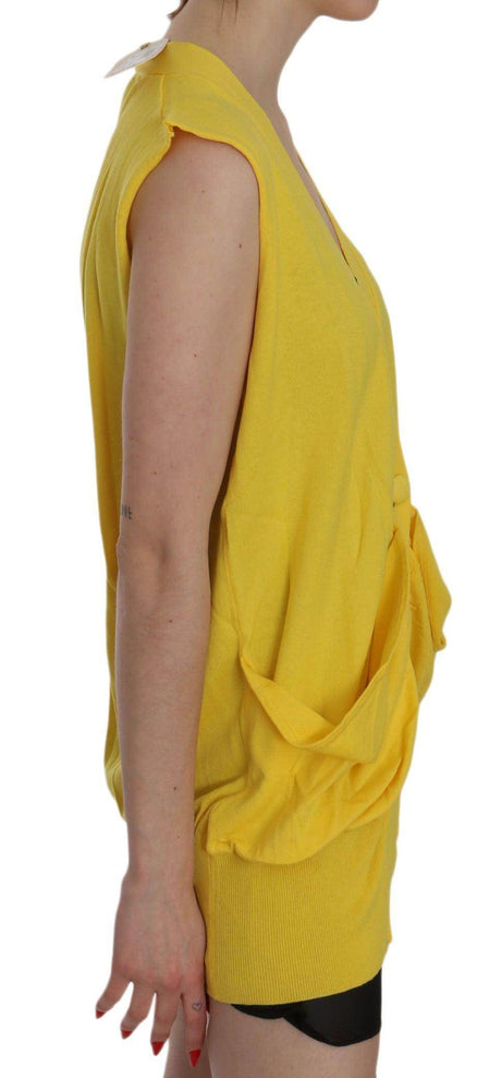 PINK MEMORIES Elegant Yellow Sleeveless Cotton Vest - Hilstor