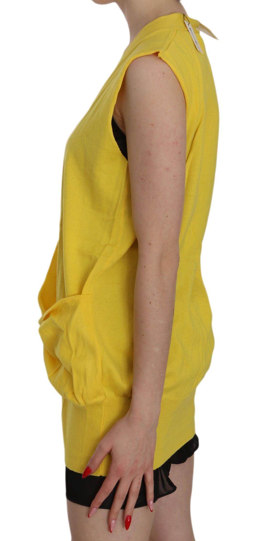 PINK MEMORIES Elegant Yellow Sleeveless Cotton Vest - Hilstor
