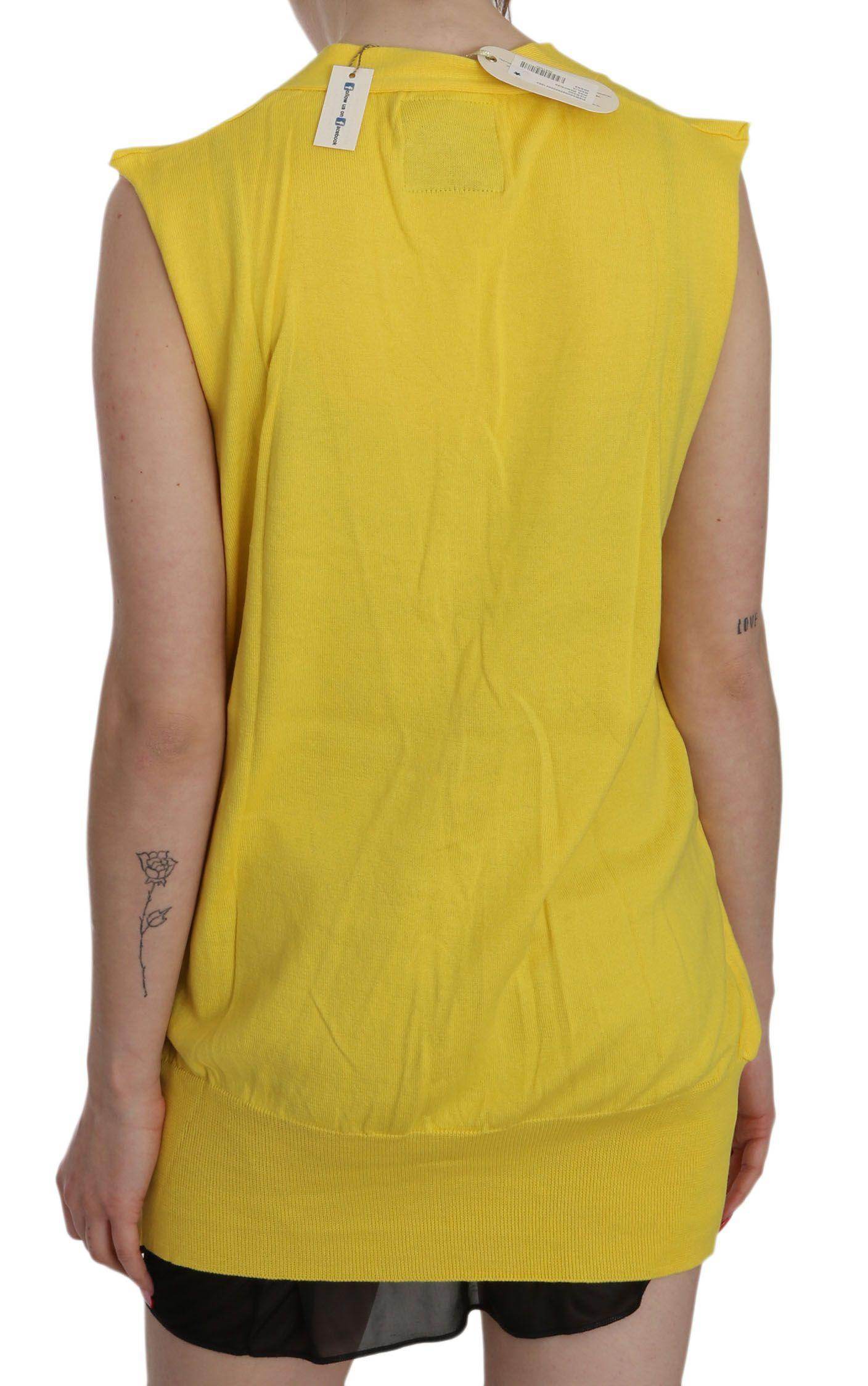PINK MEMORIES Elegant Yellow Sleeveless Cotton Vest - Hilstor