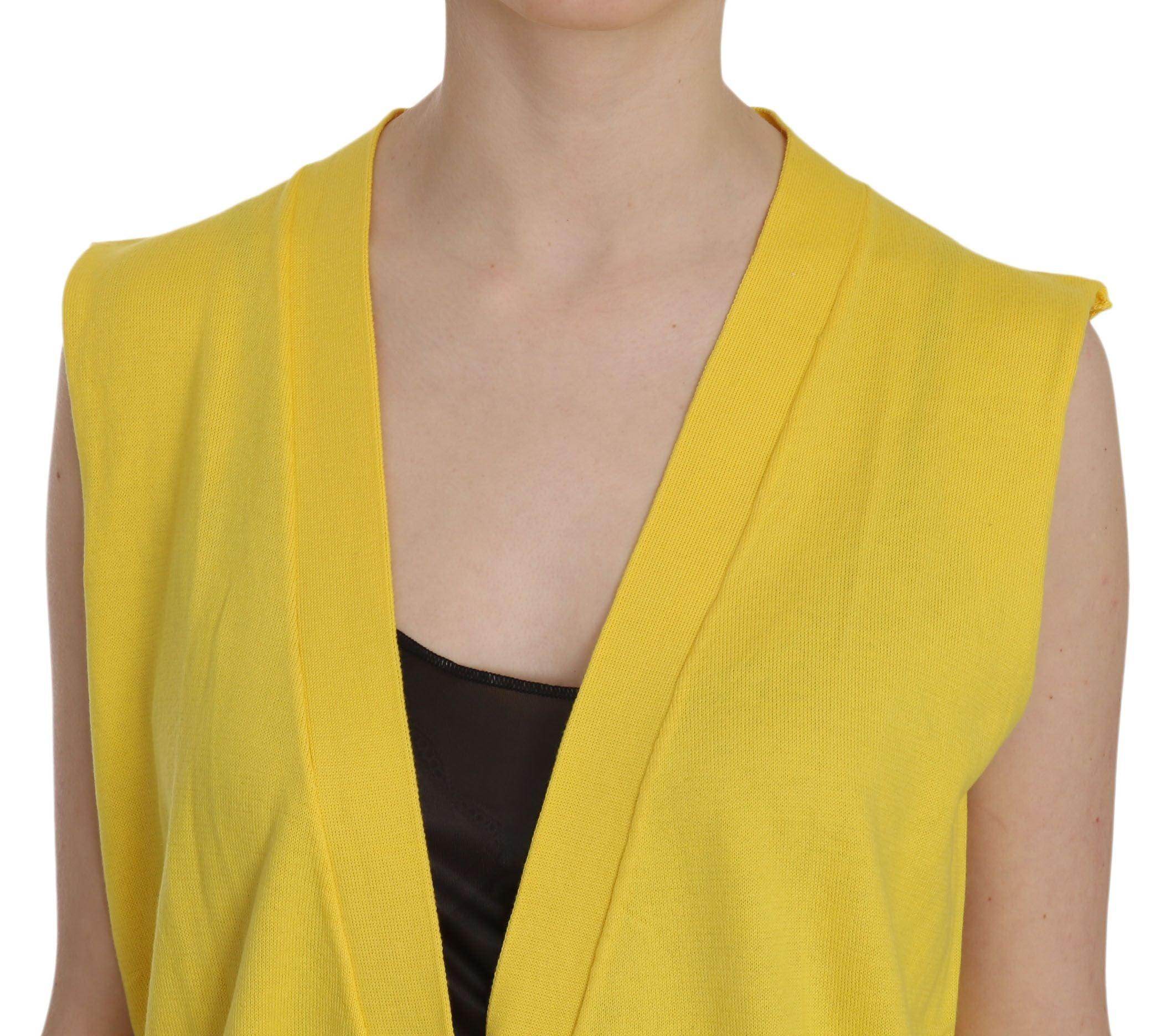 PINK MEMORIES Elegant Yellow Sleeveless Cotton Vest - Hilstor